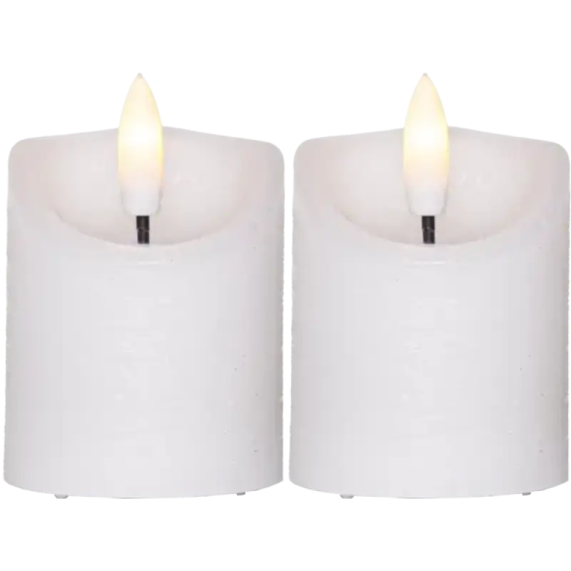 ST LED Blockljus 2-pack 7,5 cm med timer vit - LED ljus