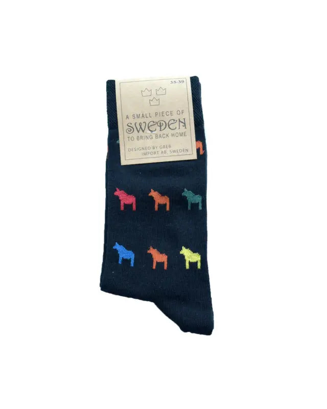 Strumpor Dalahäst svart strl 36-40 - Strumpor