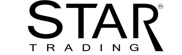 Svart stjärna handelslogotypdesign med vit bakgrund