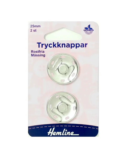 Tryckknappar rostfri mässing 25 mm 2 st Textil