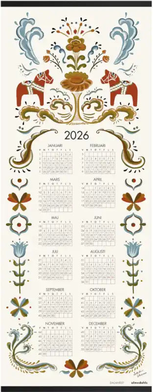 Almanacka Dalahäst 2026 35 x 90 cm - almanacka