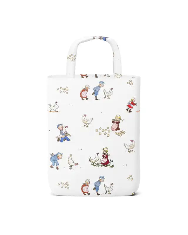 Tygkasse Emil & Ida i Hönsgården vit - Textil