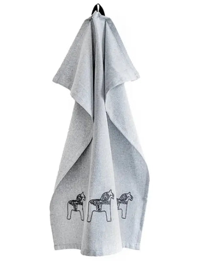 WE kökshandduk dalahäst 3 grå/grå/svart - Kökshandduk