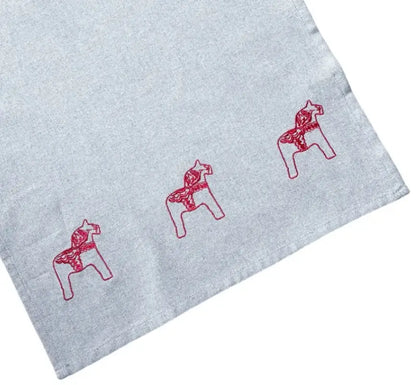 WE Kökshandduk Grå/röd 3 dalahästar - Kökshandduk